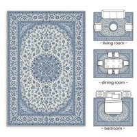 Blaue Farbe Perser teppiche Wasch bare 3D-Druckteppiche Schneid stapel Polyester-Teppich für Wohnräume