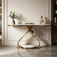 Grande table console moderne avec plateau en pierre facile à nettoyer et rangement intégré pour salon, mobilier de maison