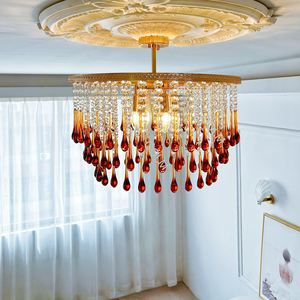 Lustre suspendu <span class=keywords><strong>en</strong></span> <span class=keywords><strong>verre</strong></span> goutte d'eau avec corps <span class=keywords><strong>en</strong></span> fer et base E14, style vintage français, <span class=keywords><strong>en</strong></span> cristal transparent, à LED, vente <span class=keywords><strong>en</strong></span> gros d'usine - Product Image 3