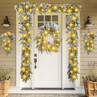 Nouvelle décoration de porte de Noël populaire affichage à la maison décoration de guirlande de fleurs rougeoyante