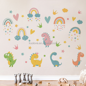 Dessin animé <span class=keywords><strong>dinosaure</strong></span> arc-en-ciel <span class=keywords><strong>Stickers</strong></span> muraux <span class=keywords><strong>chambre</strong></span> d'enfants maternelle décoration PVC papier peint autocollants muraux auto-adhésifs - Product Image 5