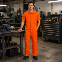 Combinaison de travail à manches courtes avec logo personnalisé OEM, orange haute visibilité, vêtements de travail industriels pour hommes, pour la construction, la mécanique, l'usine