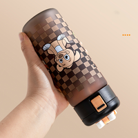 Gobelet à paille en plastique 500 ml pour enfants, motif grain de sable, logo dessin animé, portable, réutilisable, écologique, sans danger pour les aliments, pour la rentrée scolaire
