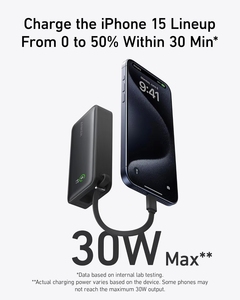 Batería Externa <span class=keywords><strong>Anker</strong></span> A1259 Nano Compacta de 10000 mAh con Certificación ETL, PD30W, Pantalla Digital, Cable Tipo-C Integrado y Carga Rápida - Product Image 2