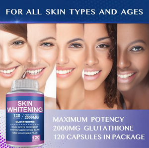 Pillole Sbiancanti al Glutatione 120 Capsule 2000mg Integratore Efficace per Schiarire la Pelle Rimozione di Macchie Scure Melasma Cicatrici da Acne - Product Image 3