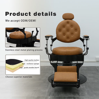 Fauteuil de Coiffure Professionnel en Cuir Orange avec Pompe Hydraulique Moderne et Fonction Inclinable pour Salon de Coiffure et Barbier - Vente en Gros