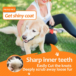 <b>Pet</b> Grooming Tool Double Sided Tooth Safe Undercoat Dematting Rake <b>Brush</b> Comb for Dogs Mats Tangles Removing - Product Image 5