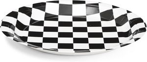 9-Inch White 350gsm CMYK Race Car Checkered Flag Eco-Friendly <b>Disposable</b> Paper <b>Plate</b> FDA Approved for Parties - Product Image 3