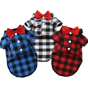 เสื้อเชิ้ตลายสก๊อตสำหรับสุนัข Shine And Shine พร้อมโบว์ผูก ขนาดเล็ก กลาง ใหญ่ เสื้อผ้าสัตว์เลี้ยงสำหรับเฟรนช์บูลด็อกทุกฤดูกาล - Product Image 5