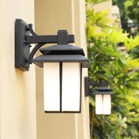 Applique murale LED extérieure en aluminium noir de style romain pour jardin et cour, étanche, blanc chaud, garantie 2 ans