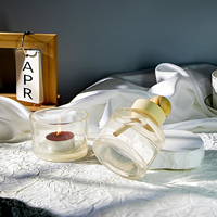 Bouteille diffuseur de parfum et pot à bougie en verre vert de luxe PPWR en gros, conteneur d'aromathérapie rond vide avec bouchon, logo personnalisé OEM
