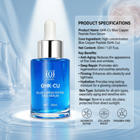 Sérum Visage Anti-Âge et Anti-Rides GHK-Cu au Peptide de Cuivre Bleu, Réparateur et Éclaircissant, avec Acide Hyaluronique – Vente en Gros