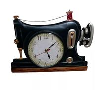Horloge murale à pendule en forme de machine à coudre rétro vintage Montre analogique en métal décorative