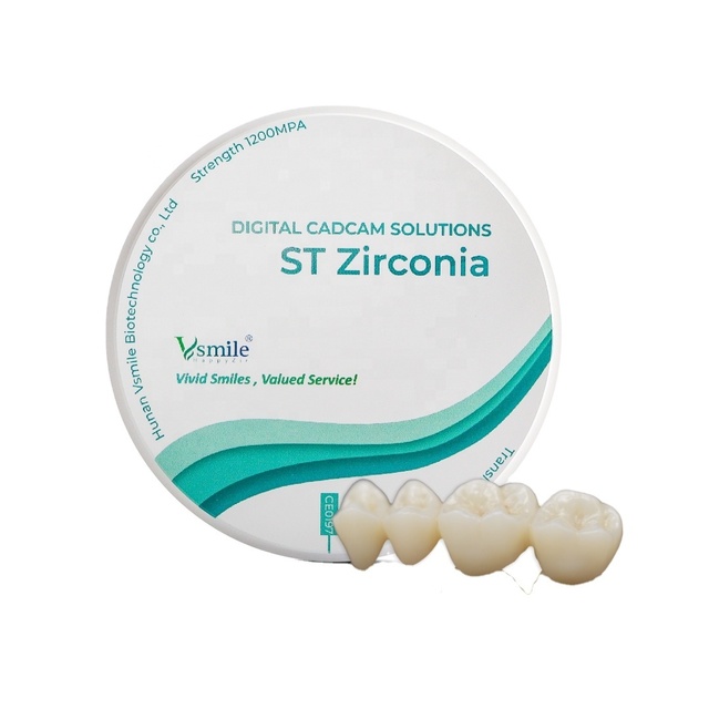 Vsmile HappyZir ST Multilayer Zirconia Ceramic Block for Dental CAD/CAM 1200 MPa Strength 41% Translucency 1480-1530 Sinter