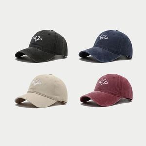 Casquette de baseball unisexe vintage à 6 panneaux en coton 100% avec broderie cœur, réglable, visière bec de canard, pour printemps-été et activités de plein air - Product Image 2