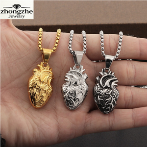 Collier pendentif cœur organique <span class=keywords><strong>humain</strong></span> Zhongzhe, unique et personnalisé, en acier inoxydable plaqué or 18 carats PVD, étanche, bijoux de chaîne - Product Image 1