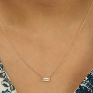 Collar Minimalista de Oro de 14K con Piedra Lunar, Delicado Collar de Oro Sólido con Diseño en Capas, Elegante Joyería Fina, Regalo para Ella en Aniversario - Product Image 2