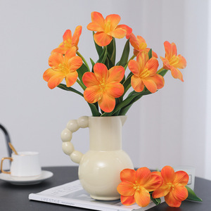 Fleur artificielle tulipe à tige unique en PU, violet clair, orange, en caoutchouc souple, haute simulation, pour décoration intérieure et accessoires de mariage - Product Image 3