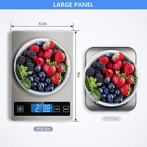 J & R 전자 상거래 최고 판매 대형 스테인레스 스틸 계량 플랫폼 소매 수동 작동 USB 충전 5KG 15KG 휴대용 주방 저울 - Product Image 4