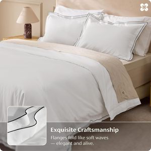 White 100% Cotton Woven Modern Solid Colors Luxury Hotel Bedding Sets Duvet Cover Bed Sheets Customizable Sizes 300tc Thread - Product Image 2
