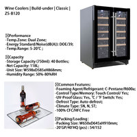 Cave à vin intégrée de 120 L avec compresseur, armoire de stockage de vin, double porte, distributeur de vin, refroidisseur à vin