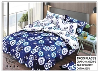 Parure de Lit Jimmy Factory 4 Pièces 3 Places, Drap Plat de Bonne Qualité avec Taies d'Oreiller, Taille King, 100% Coton