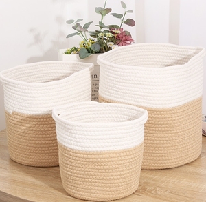 <span class=keywords><strong>Panier</strong></span> de rangement tissé moderne Vente en gros <span class=keywords><strong>Panier</strong></span> pliable en jute épissé en coton Corde pour plantes Pots de fleurs Couverture et <span class=keywords><strong>panier</strong></span> à linge - Product Image 3