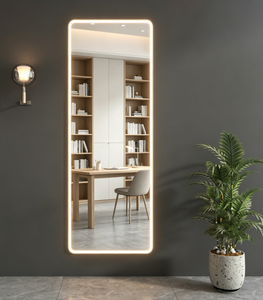 Espejo de Pared LED con Marco de Aleación de Aluminio, Diseño Art Deco, Superficie de Vidrio, Borde Iluminado, para Uso Doméstico - Product Image 1