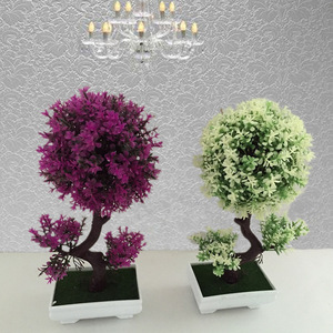 ต้นบอนไซทรงกลมประดิษฐ์ในกระถางพลาสติก ตกแต่งบ้านและโต๊ะทำงาน - Product Image 4