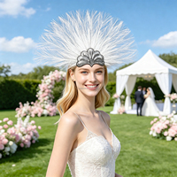Serre-tête en plumes d'herbe de la pampa artificielle blanche personnalisé en gros pour Carnaval, Festival, Halloween, Soirée costumée, Mariage, Style Bohème