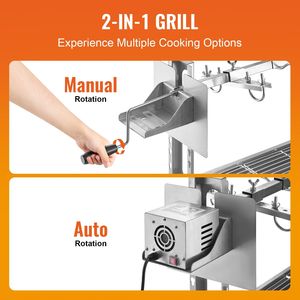 Db bán buôn 52W 198Lbs rang xay nhổ Rotisserie BBQ nướng có thể điều chỉnh chiều cao di động cho lợn cừu gà rang cho 5 người - Product Image 4