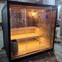Kapsul Sauna Spa Portabel Inframerah Modern Elektrik untuk Luar Ruangan, Kombinasi Shower Uap, Kayu Cedar Merah Solid, Inframerah Jauh, Villa JTT
