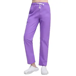 42001 in stock polyester rayon spandex ribbed leg style medical scrub pants medical uniforms high quality scrub pants