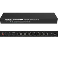 Répartiteur/Extenseur Métallique 18 Gbit/s sur Ethernet 1 entrée 8 sorties Cat5e/6 jusqu'à 60 m avec 8 Récepteurs Prise en charge PoC pour Home Cinéma