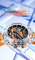 Montre mécanique pour homme en acier inoxydable, indicateur 24 heures, aiguilles lumineuses, chronographe, plongeur, résistante à l'eau 100 bars, bracelet en caoutchouc
