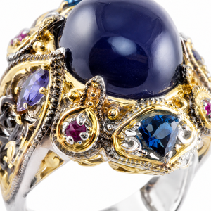 Anello Vintage con Corona e Gemma Blu per Donne - Product Image 5