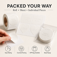 Étiquettes autocollantes blanches personnalisées en relief pour emballages de luxe, sceaux de logo en papier gaufré à sec pour cadeaux, bougies et boîtes