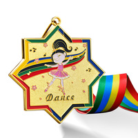 Médaille de danse en métal émaillé personnalisée avec ruban pour la danse hip-hop, la danse irlandaise et les compétitions sur scène