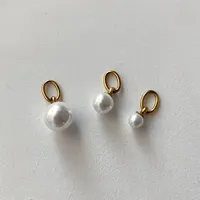 eManco Dropshipping – Lot de 3 breloques DIY en perles de culture d'eau douce avec anneaux de jonction en acier inoxydable pour colliers et boucles d'oreilles pour femmes