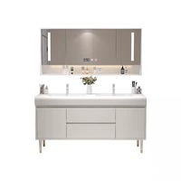 Meuble-lavabo autoportant Durasein moderne et écologique avec double vasque intégrée en surface solide