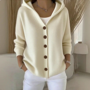 <span class=keywords><strong>Cardigan</strong></span> <span class=keywords><strong>con</strong></span> <span class=keywords><strong>Cappuccio</strong></span> in Maglia a Tinta Unita <span class=keywords><strong>con</strong></span> Bottoni, Nuovo Arrivo Autunno/Inverno per <span class=keywords><strong>Donna</strong></span>, Moda Casual - Product Image 2