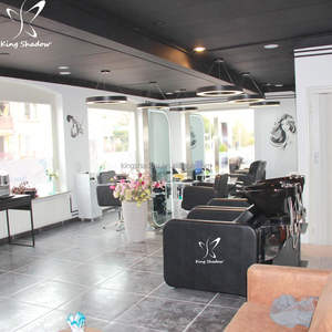 Berber ve atölye kullanımı için Modern çift taraflı LED ışık ayna istasyonu cam TV Styling istasyonu - Product Image 5