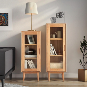 Mobile Laterale Moderno in Legno di Quercia Massello Stile Nordico Salvaspazio con Scomparti per Libri e Documenti per Piccoli Appartamenti e Arredamento Soggiorno - Product Image 6