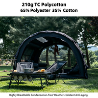 Tente Gonflable Tunnel en Coton pour Camping Familial et Fêtes, Étanche 3000mm, Montage Rapide, Résistante au Vent, Portable 4 Personnes