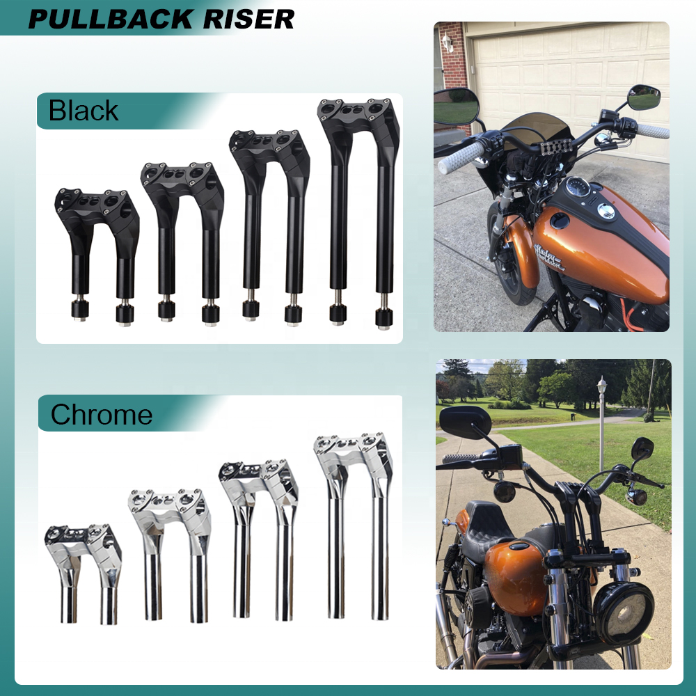 Black 1-Inch Handlebar Risers For Harley Dyna, Sportster, Softail – AGR, With Screws