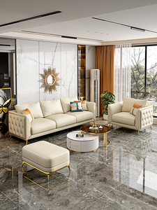 Bán Sỉ Bộ <span class=keywords><strong>Sofa</strong></span> Da Chesterfield 5 Chỗ Ngồi Khung Gỗ Cứng Bằng Thép Không Gỉ Màu Vàng Bạc Tùy Chỉnh - Product Image 3