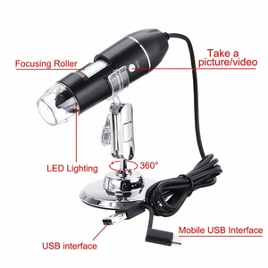 Microscopio Digitale Portatile USB Type-C 3 in 1 con Ingrandimento <span class=keywords><strong>500X</strong></span> 1000X 1600X, 8 LED, Endoscopio USB, Zoom e Supporto per Fotocamera - Product Image 3