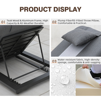Chaise longue de piscine extérieure moderne et durable en aluminium avec dossier réglable et coussin épais pour hôtels et complexes hôteliers