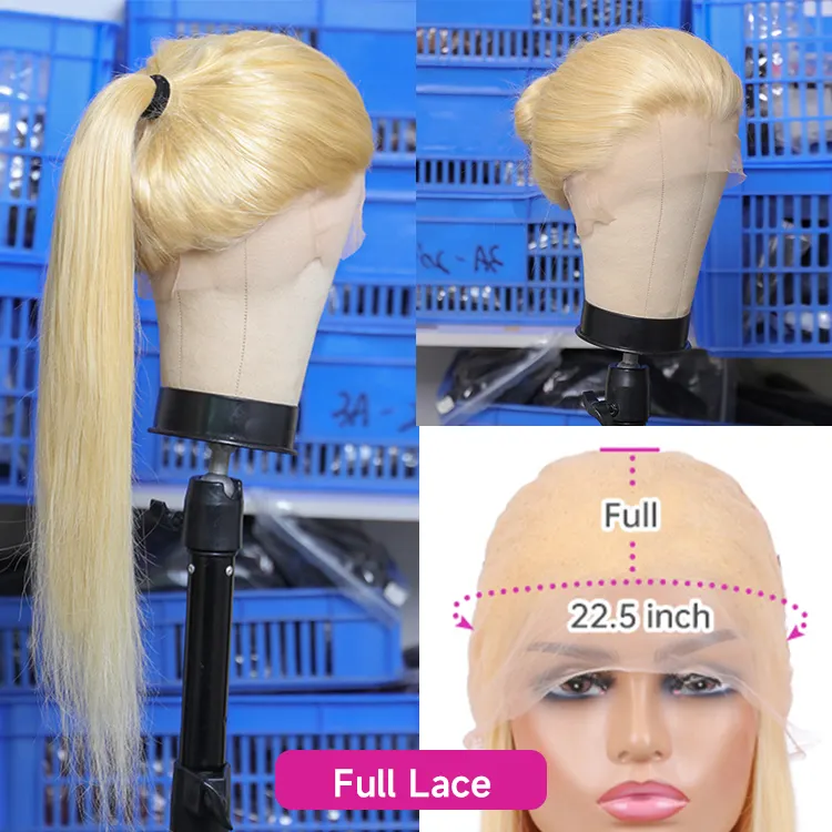 Perruques Full Lace Frontal Wig 613 brésiliennes, cheveux naturels, lisses, blondes 360, longues de 30 pouces, perruques Lace Front Wig transparentes HD, vente en gros, 613