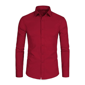Camicie da <span class=keywords><strong>uomo</strong></span> in cotone Casual <span class=keywords><strong>oversize</strong></span> <span class=keywords><strong>abito</strong></span> a maniche lunghe per ufficio colore rosso per la stagione primaverile - Product Image 1
